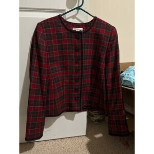 Pendleton vintage blazer jacket red green black  plaid Christmas sz 14 wool euc